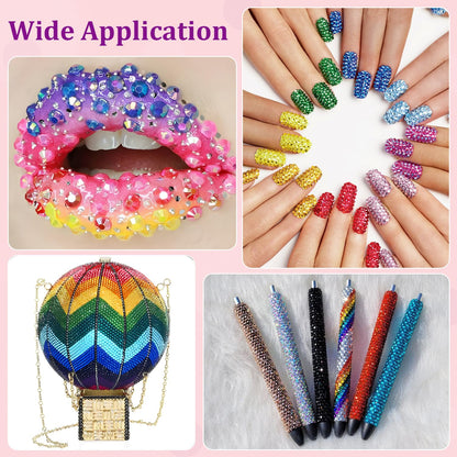 36000Pcs Jelly Rhinestones Bedazzling Kit, Multicolor 3mm Flatback Resin Bedazzler Gems with 3Pcs 10ml B7000 Jewelry Glue for Bedazzled Thing Diamond Art Book Crafting Nail Art