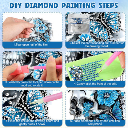 DOMROM Skull Diamond Art Hanging Kits for Adults Beginners, Special Shaped Crystal Diamond Painting Skull Pendant, DIY Diamond Art Suncatchers for Home Garden Wall Decor Gift