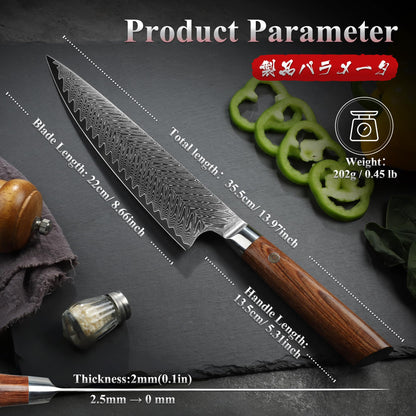 Dragon Creek Damascus Chef's Knife - Japanese Chef Knife for Meat Vegetable Cutting Birthday Christmas Thanksgiving Gift for Mom or Dad