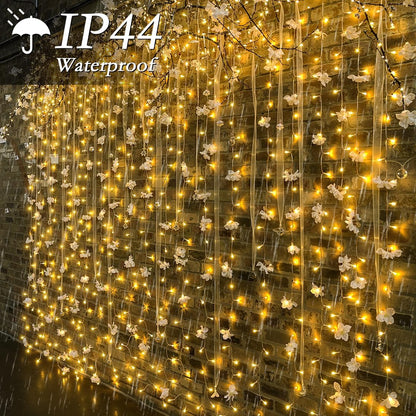 200 9.8 6.6FT 8 LED Curtain String Lights * Plug in Fairy with Timer and Modes, Waterproof Window Wall for Bedroom