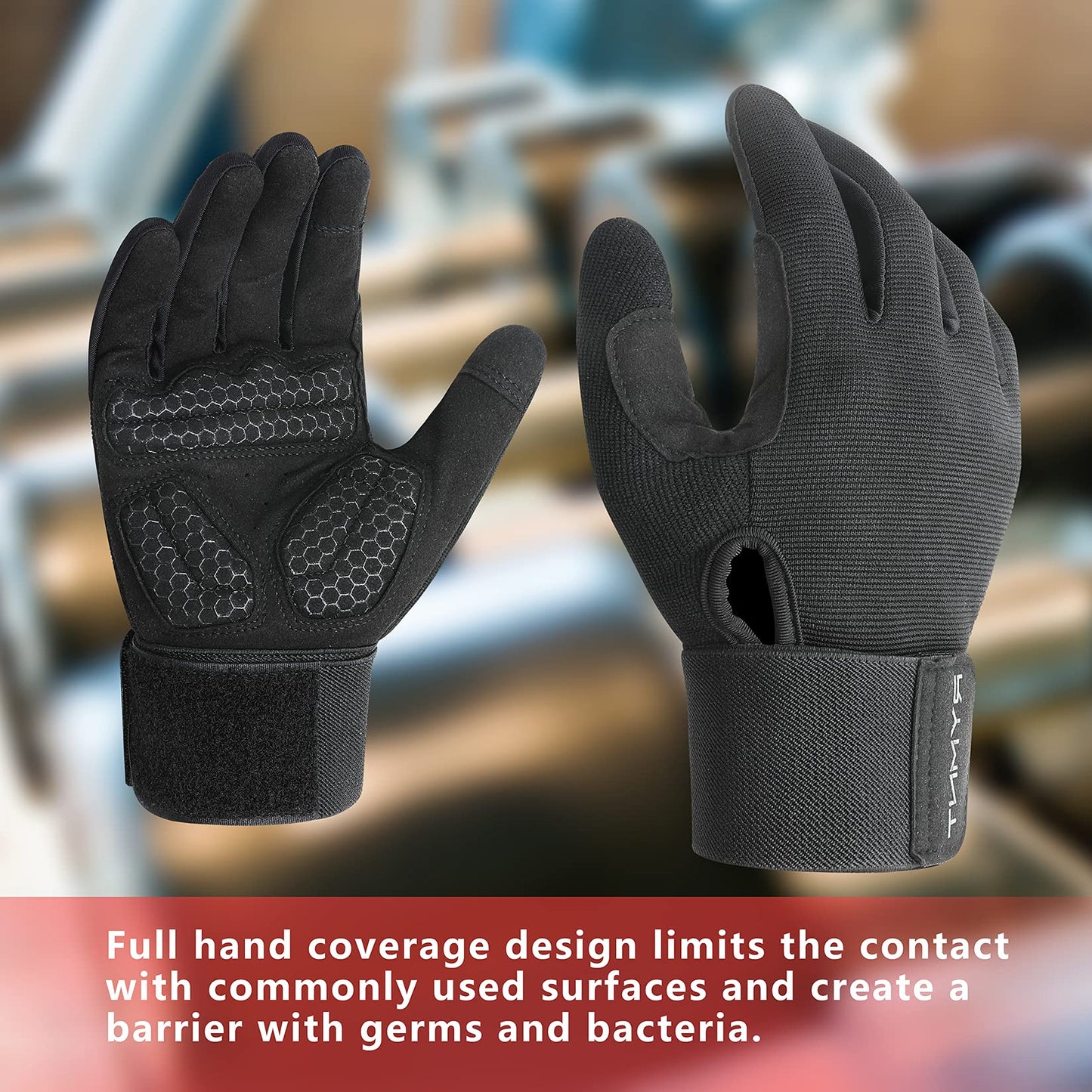 Full Fingers Workout Gloves for Women & Men - Gym Gloves with Extra Grip Foam Padding & Anti-Slip for Fitness, Training & Cycling