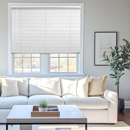 CHICOLOGY Mini Blinds for Windows, White, 29" W x 48" H, Commercial Grade