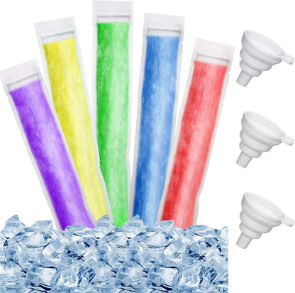 450 3 Smoothies(8.7 2.4 Inch) Shappy Pcs Disposable Ice Pop Mold Bags with Silicone Funnels Freezer Tubes with Zipper