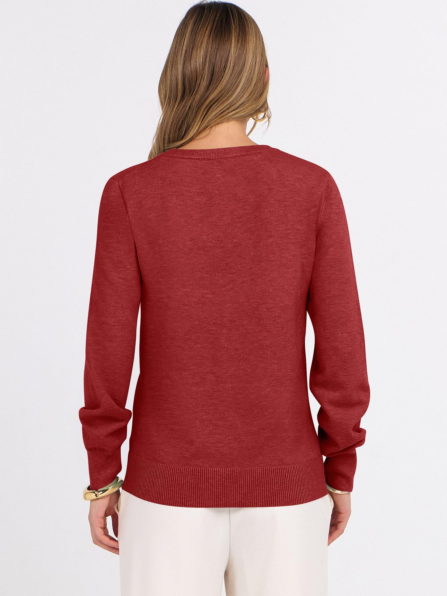 ANRABESS Womens Long Sleeve V Neck Sweaters 2025 Fall Casual Classic Soft Loose Fit Basic Pullover Jumper Top
