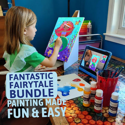 Painting to Gogh – 4-in-1 Kids Painting Kit – 4 Canvases, Set of 3 Brushes, Acrylic Paint, Easels, Palettes –Ages 6+