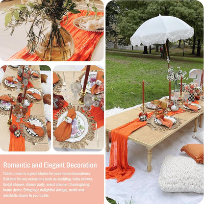 8 Pack 10FT 35x120 Inch Orange Easter Cheesecloth Table Runner Gauze Rustic Wedding Cheese Cloth Table Runners