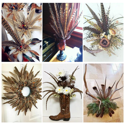 MAOFENG 12pcs Natural Feathers Male Ringneck Pheasant Tails Feathers 8-10inch 20-25cm for Crafts Wedding Party Performance Home DIY Decoration,Male Pheasant Feathers