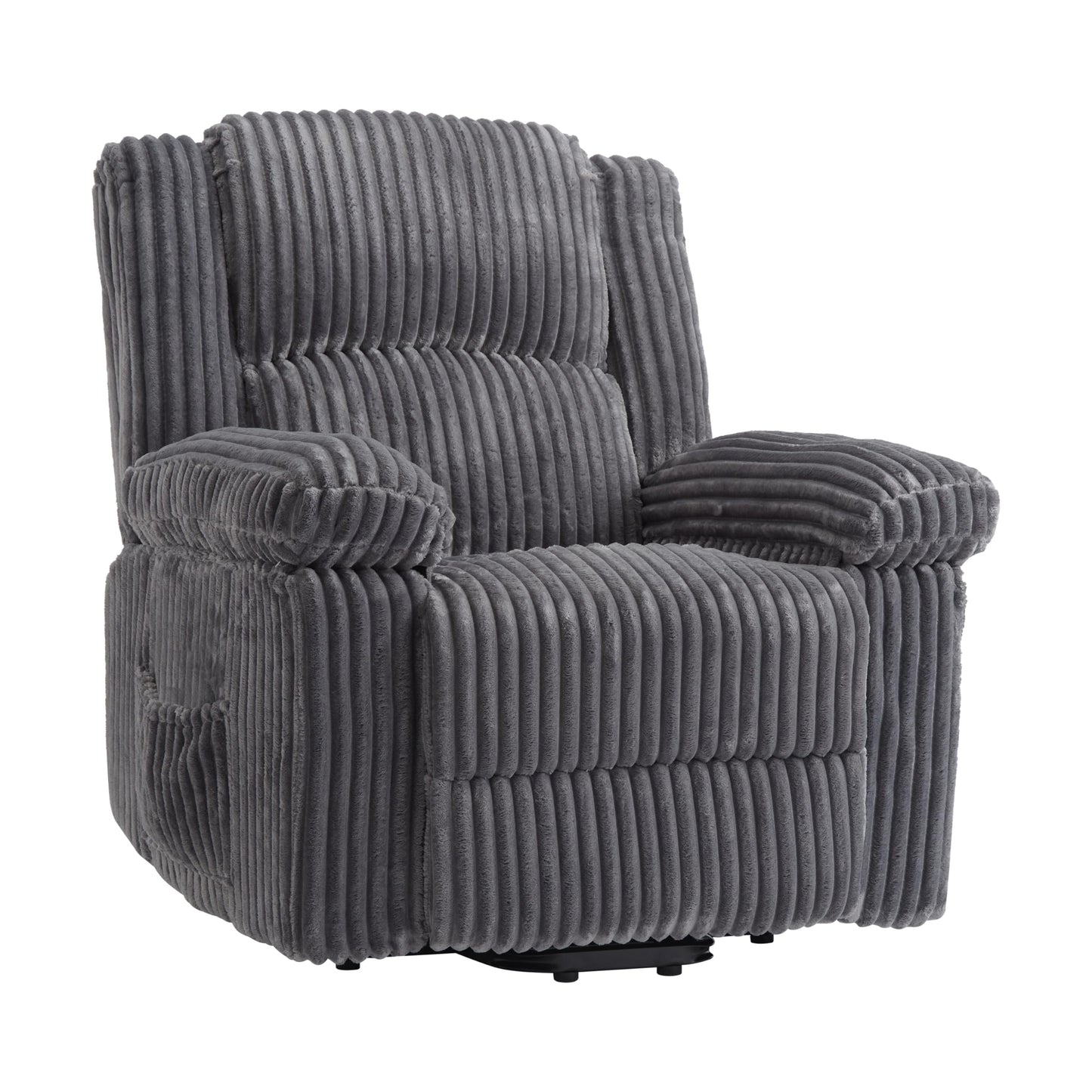 Garvee Corduroy Recliner Chair, Manual Recliner Sofa with Handle, Pillow Top Arms, Thick Padding, Side Pocket, 330Lbs Capacity, Adjustable Recliner for Living Room, Bedroom, Home Theater, Dark Gray
