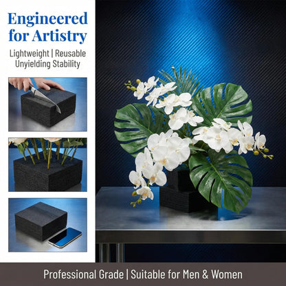 Levemolo Black Floral Foam Sheets 2 Pack 5.90X5.70X2.95 Inch High Density Cushioning Base for Artificial Flowers Floral Arrangement Supplies Reusable Crafting Blocks