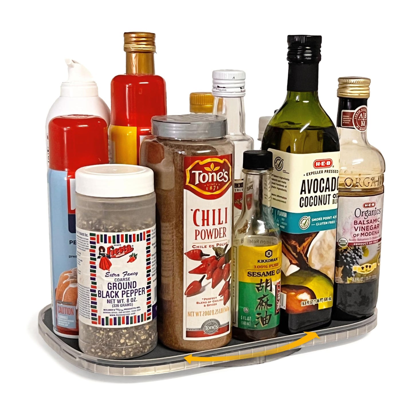 Mighty Susan Organizer for Cabinet Steel-Reinforced 1-Tier Rotating Kitchen Organizer – Rectangular Turntable for Kitchen Cabinets – Holds Up to 30 lbs with Non-Slip Mat for Refrigerator Storage