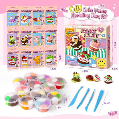 Air Dry Clay for Kids Modeling Clay Kit, 12 Box Model Magic Arts and Crafts for Kids with Tools & Tutorial, Non-Sticky, 4-12+ Years Girls Christmas Birthday Gift, Dessert Party Favors Classroom Prize