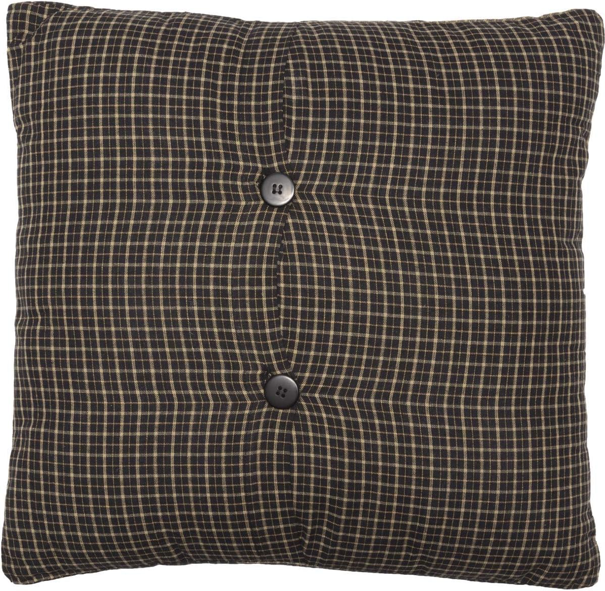 VHC Brands Kettle Grove Pillow Crow 16x16 Country Primitive Bedding Accessory, Black and Creme