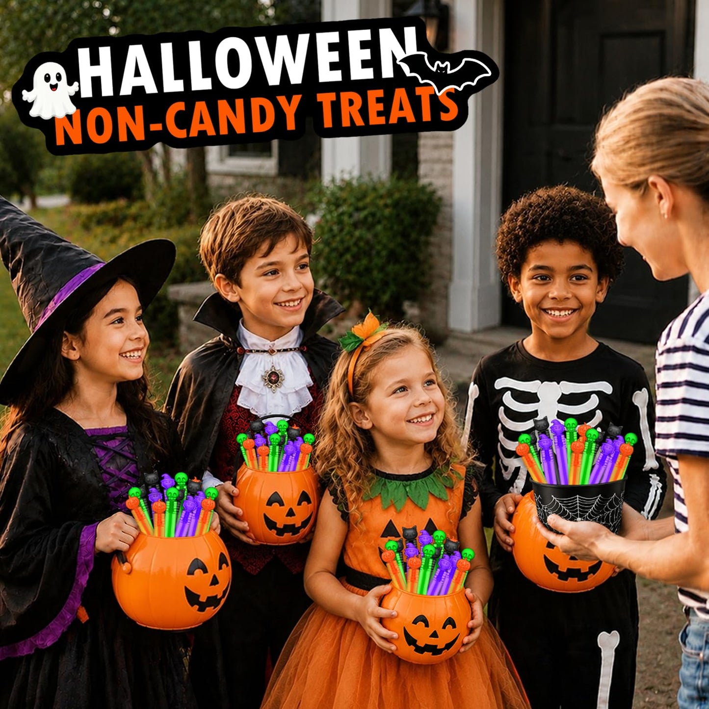 Bulk Halloween Giveaways Handouts Prizes for Kids 100 PCS, Mini Bubble Wands for Toddlers, Bulk Small Halloween Toys Gifts Party Favors Goody Bag Stuffers Fillers Items for Pinata Birthday Classroom