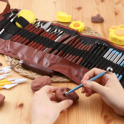 48PCS Pottery Tools Kit for Sculpting, Polymer Clay Tools Kit, Ceramics Modeling Tool, Clay Carving Tool with a Storage Bag, for DIY Handcraft Modeling, Trimming, Shaping, Carving, Dotting