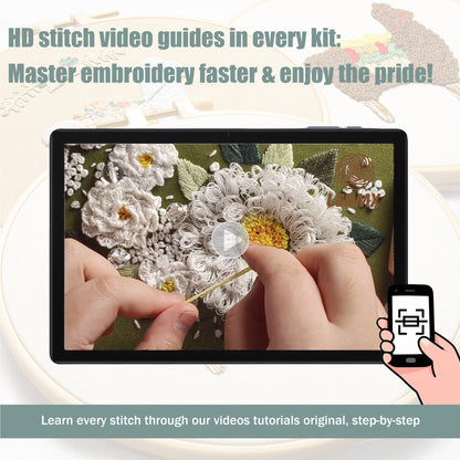 LX LERMX Embroidery Kits for Beginners, Adult Starter Cross Stitch Kit Needlepoint Complete DIY Kit with Unique Patterns, Hoop, Colorful Threads, Tools, Step by Step Instructions & Video Tutorial