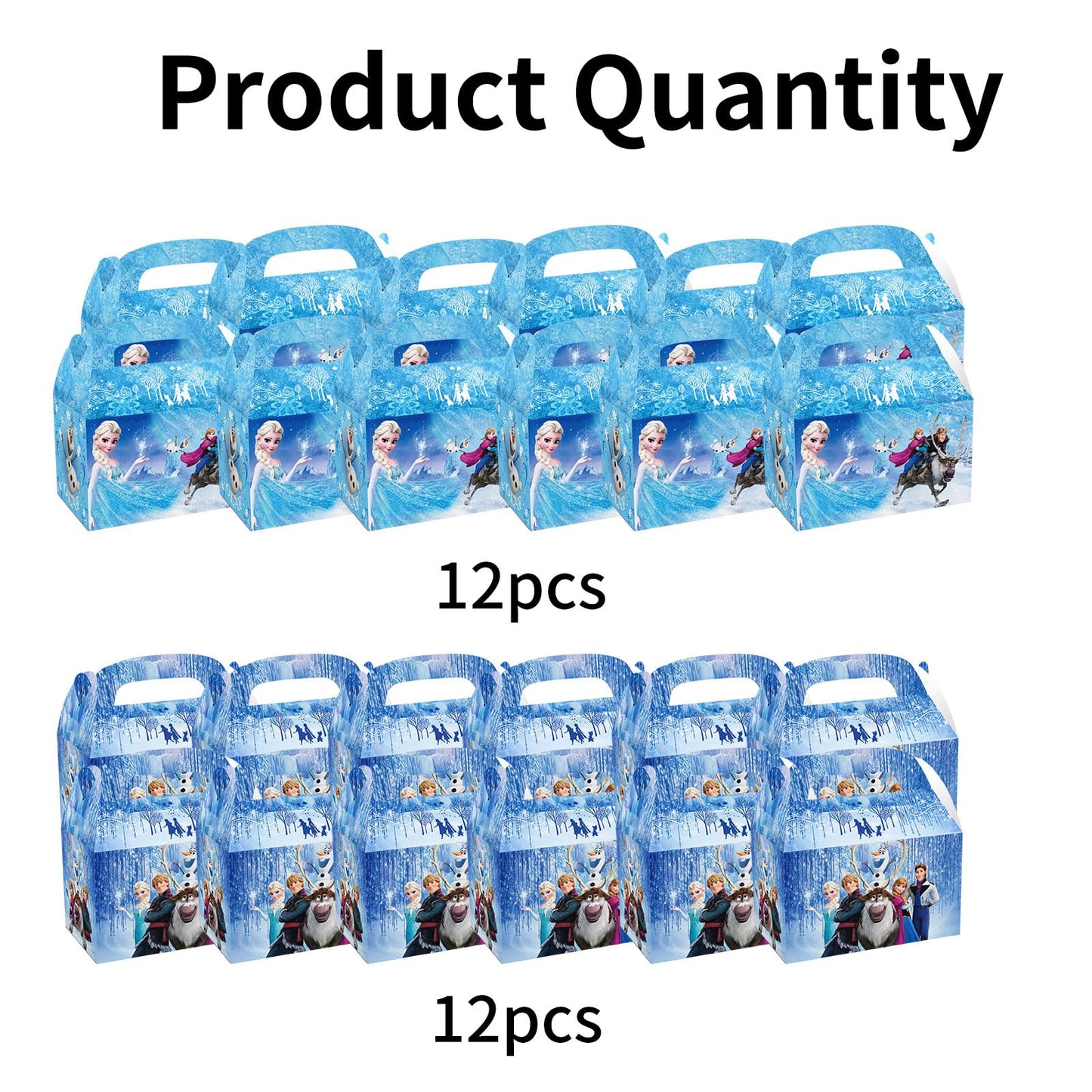 Fnjoe 24pcs Cute Treat Boxes, Blue Snowflakes Party Favor Boxes, Anime Themed Dessert Boxes, Winter Snow Party Supplies