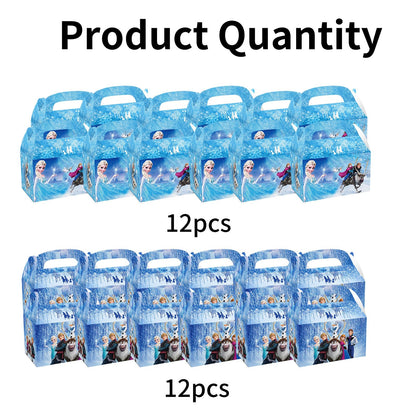 Fnjoe 24pcs Cute Treat Boxes, Blue Snowflakes Party Favor Boxes, Anime Themed Dessert Boxes, Winter Snow Party Supplies