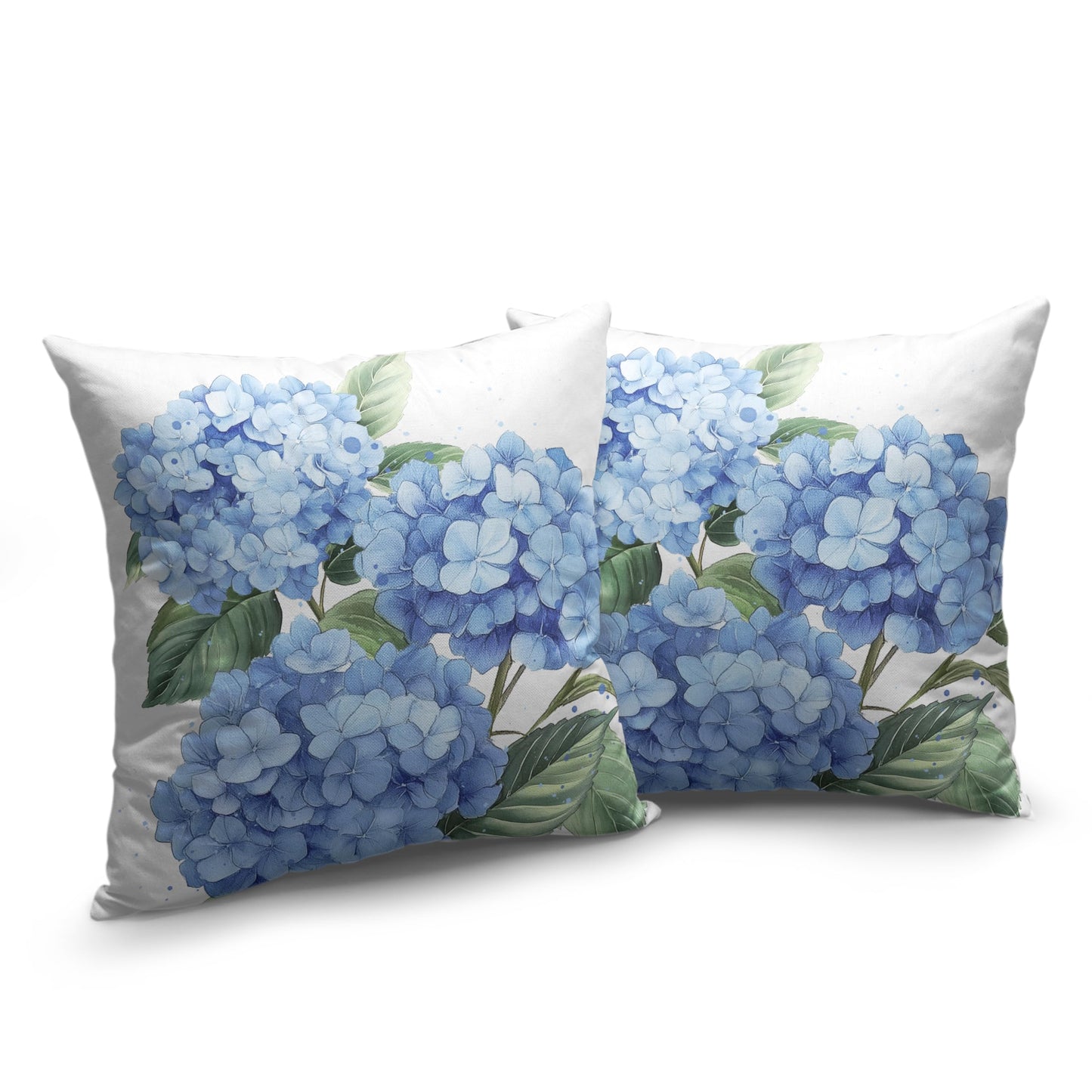 Kwlegh Blue Hydrangea Pillow Covers 18x18 Set of 2 Spring Summer Decorative Pillow Covers Flower Throw Pillow Case Square Cotton Linen Cushion Case for Outdoor Living Room Couch Sofa