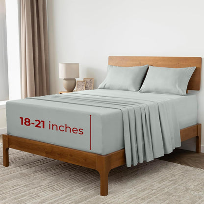 Mellanni Extra Deep California King Sheets - Hotel Luxury, Ultra Soft & Cooling Bedding | Spa Mint, 4 PC Set