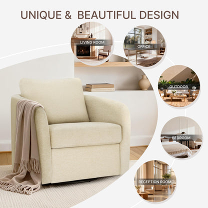 Swivel Accent Chair, Upholstered Barrel Chair with Washable Slipcover for Living Room Bedroom Reading Waitingroom,Sand