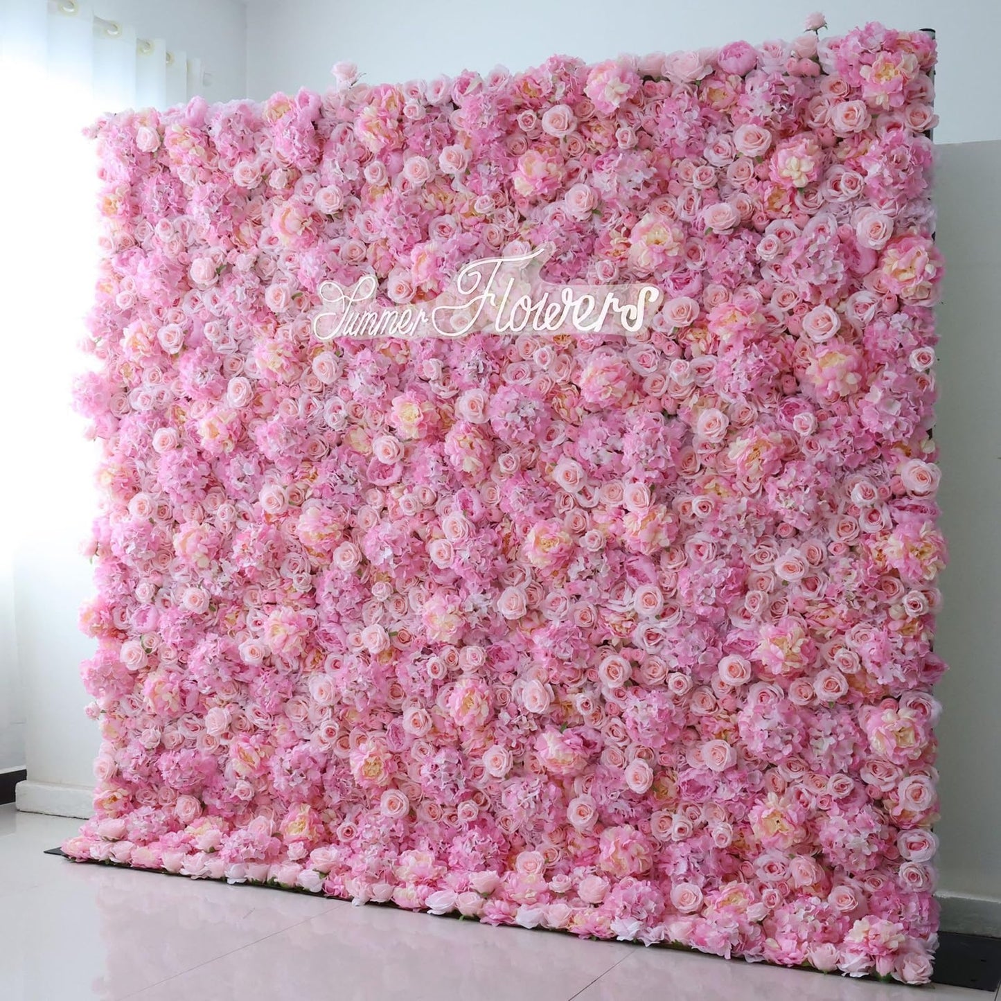 UYCVT Handmade Pink Hydrangea Wall Large Artificial Flower Wall Backdrop Panels, Rose Wedding Backdrop 3D Floral Wall Fabric Flower Wall for Party Baby Shower Bridal Wedding Ba-2m*2m/6.56 * 6.56FT