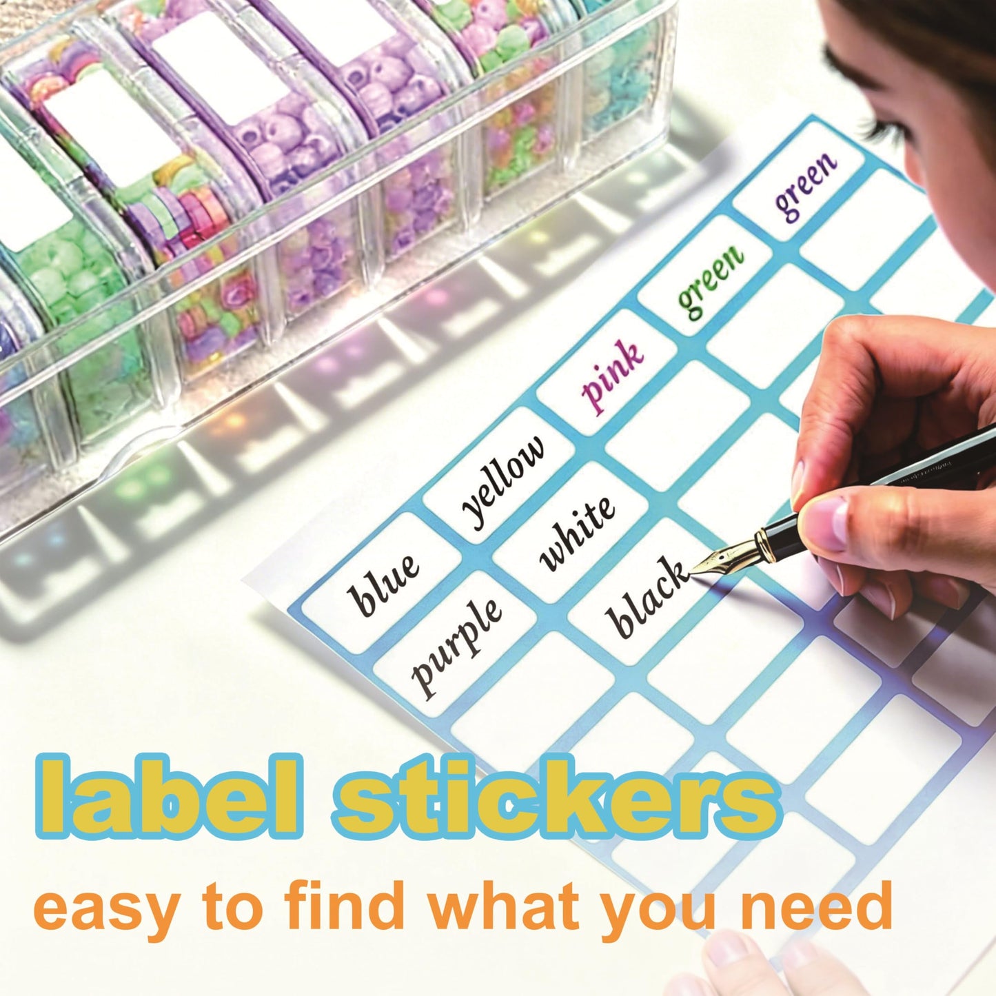 Lhazemu Bead Organizer Box 31-Piece Contains Forty Label Sheets Small Beads Storage Cases and Plastic Container with Hinged Lids Containers for Jewelry Making, Bracelet Crafts and DIY Projects
