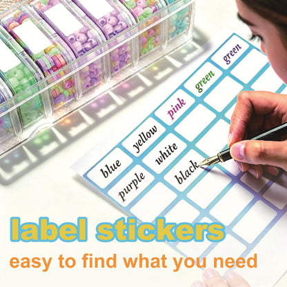 Lhazemu Bead Organizer Box 31-Piece Contains Forty Label Sheets Small Beads Storage Cases and Plastic Container with Hinged Lids Containers for Jewelry Making, Bracelet Crafts and DIY Projects