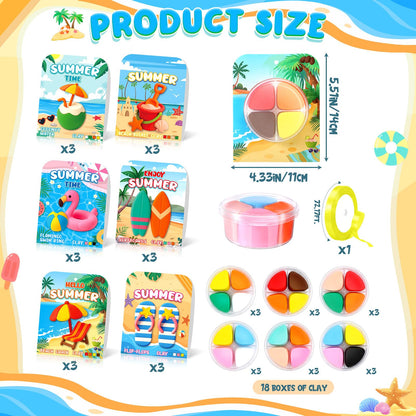 Capoda 18 Sets Air Dry Clay Kit for Kids End of School Year Gifts DIY Modeling Clay Arts Crafts Kit for Summer Beach Pool Party Favors Art Projects Fun Activities Classroom Gifts Rewards Supplies