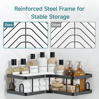 4-Pack, Veken Corner Shower Caddy Advanced Rustproof Design, No Drilling Adhesive Shelves, Rack with Soap Holder, Large