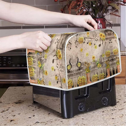 Autumn Music Note Toaster Covers 4 Slice, Decorative Covers for Small Kitchen Appliance, Reversible Bread Maker