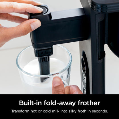Ninja Specialty Coffee Maker, Hot & Iced Coffee, 6 Brew Styles, 8 Sizes, Small Cup to Travel Mug, 10-Cup Carafe, Fold-Away Frother, Permanent Filter, Removable Reservoir, Black, CM401