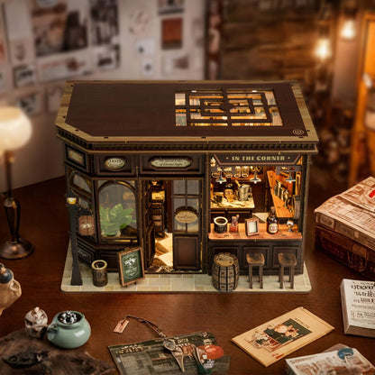 SUNNINO Book Nook Kits for Adults - DIY Miniature Bookshelf Insert with LED Lights, Creative Craft Book Nook Kits for Adults, Fantasy Corner Tavern Diorama Room Decor, Gift for Book Lovers