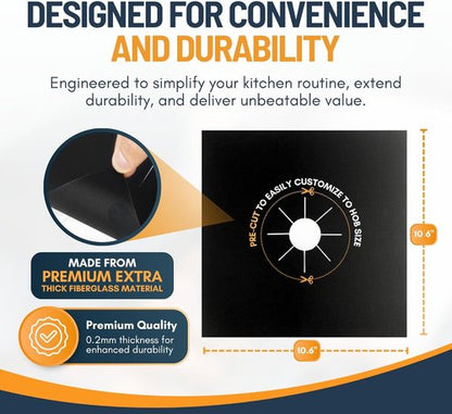 Linda’s Essentials Gas Stove Burner Covers - Extra Thick Non-Stick, Heat Resistant | 10 Pack for Easy Clean-Up