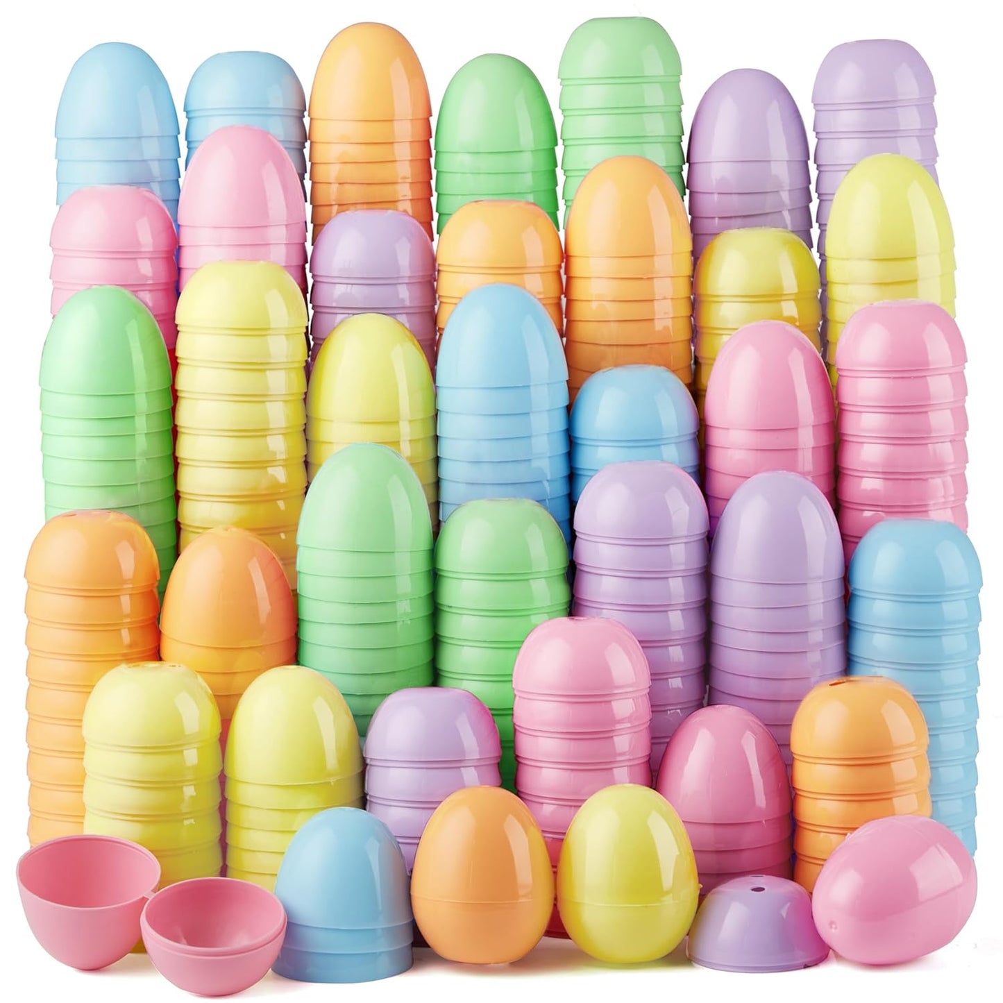25PCS 2.3" JOYIN Pastel Easter Eggs, Empty Plastic Eggs, Colorful Plastic Eggshell Bulks for Easter Hunt, Filling