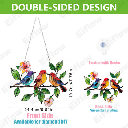 Eiflow Hanging Diamond Art Ornament Kit Bird, Special Crystal Diamonds Painting Pendant for Adults, DIY Acrylic Board Gem Painting Kit for Door Window
