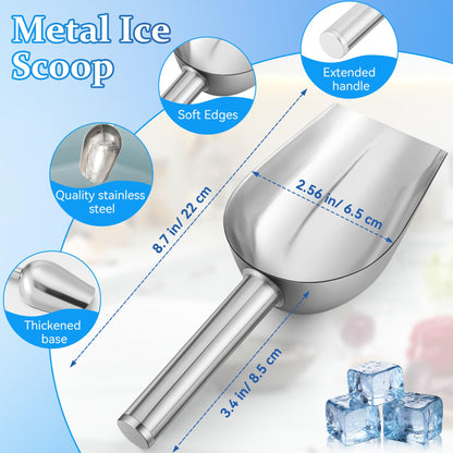 HappyAlley Ice Scoop with Magnetic Scoop Holder Compatible with GE Opal 2.0 Nugget Ice Makers, 9 In Low-Carbon Stainless Steel Alloy Scooper for Kitchen Refrigerator Accessory Pet Food Scooper(Black)