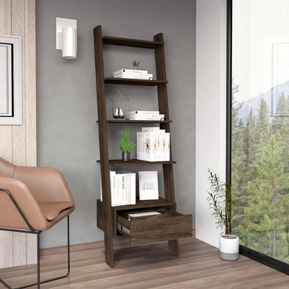 Adigyco Bookcase, One Drawer, Five Open Shelves, Dark Walnut,Five Open Shelves (11,81''H X 20,07''W)