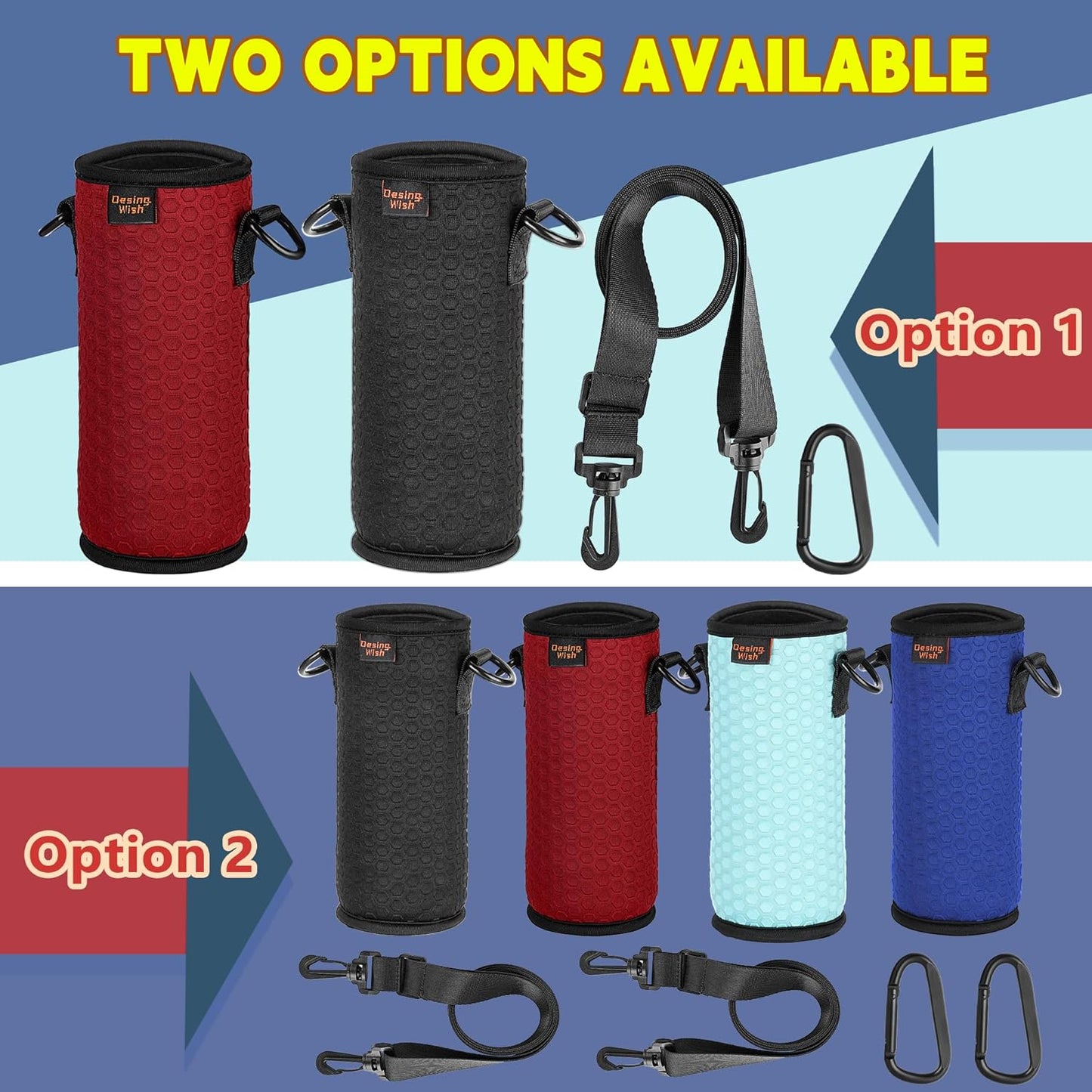 16.9 oz 16 17 18 oz 2 Desing Wish Portable Plastic Bottles Insulators Sleeves Beverage Bottle/Can Sleeves Holder