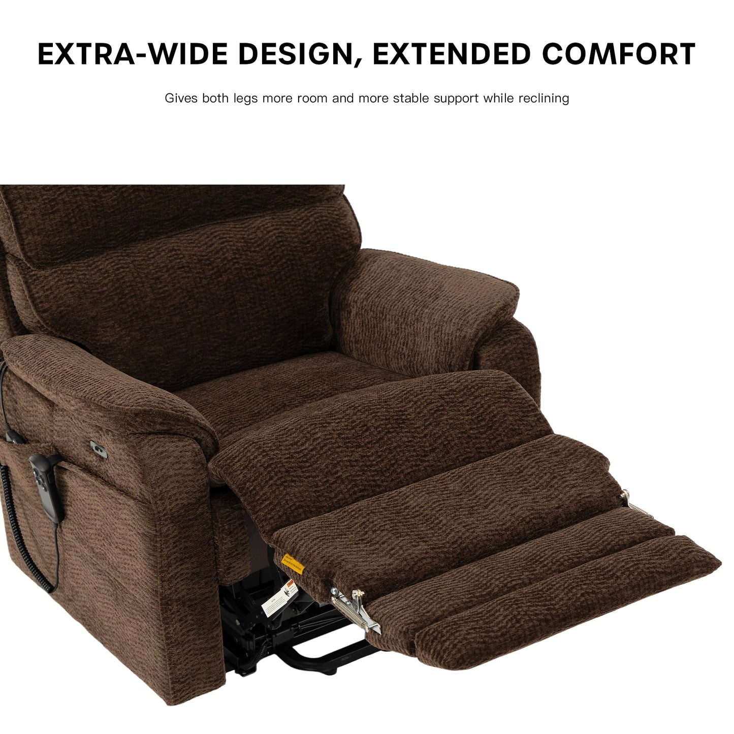 DYNOX 400 lbs Power Lift Recliner Chair for Big and Tall Elderly, Dual Motor Lay Flat Lift Chair with Heat & Massage, 9298L, Chenille Brown
