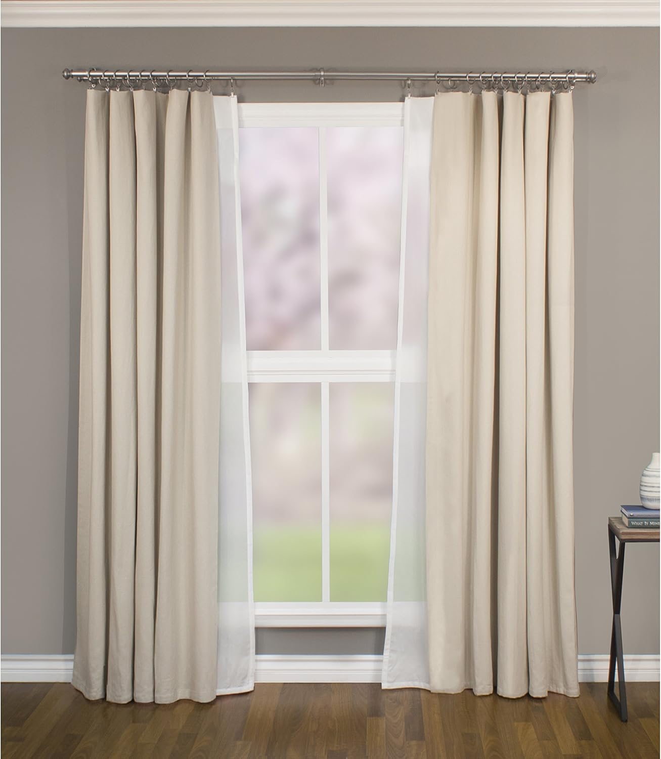 Decopolitan 1-Inch Urn Single Window Treatment Rod Set, 36 to 72-Inch, Antique Silver
