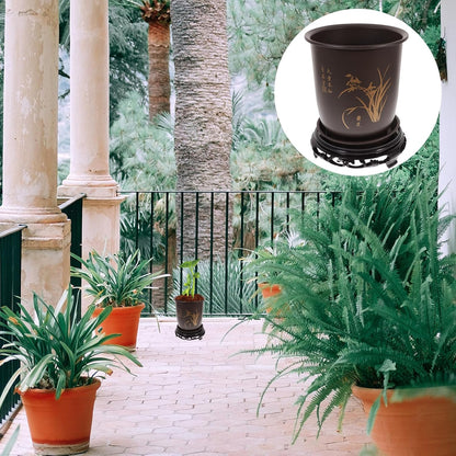26x20cm GANAZONO Plastic Vintage Chinese Style Planter Flowerpot with Display Stand Succulent Pots Cactus Bonsai