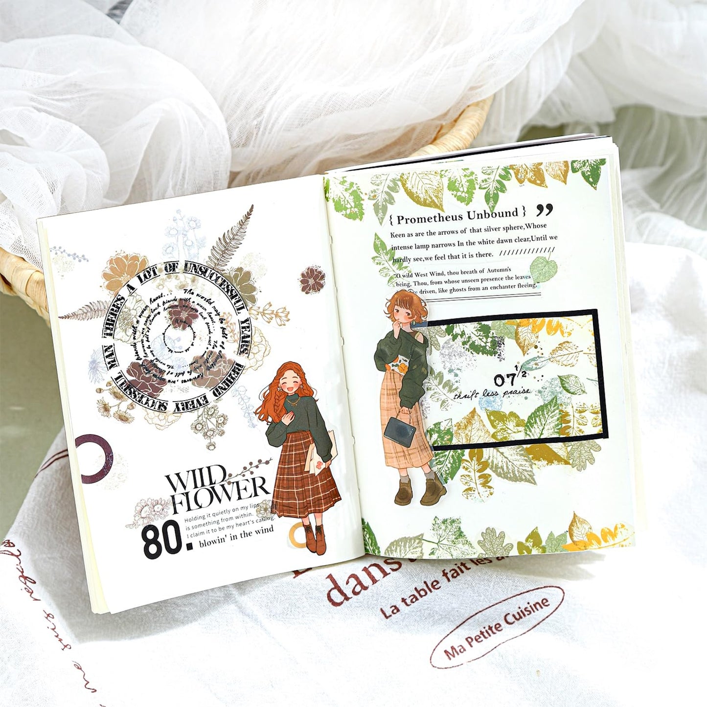 Moriquill Botanical Impressions PET Tape Set – 6 Floral & Leaf Designs, Transparent Adhesive Craft Tape for Scrapbooking, Junk Journal, Card Making & DIY Decoration
