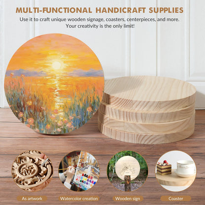 4 Pack 12 inch Round Wooden Plaque, 3/4 Inch Thick Unfinished Wooden Circle Plaque, Natural Pine Wood Coaster Base for Craft Projects, Sign, Painting, Woodcarving, Engraving