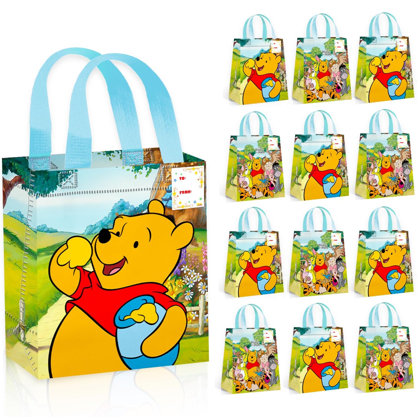Winnie the Pooh Party Favor Bags for Kids Birthday 12 Pack Bundle