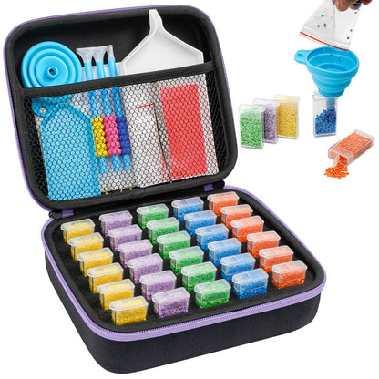 MoeeBtee Diamond Painting Storage Containers, 30 Slots Diamond Painting Accessories and Tools, Diamond Painting Organizer, Diamond Art Storage Case Jewelry Beads Storage Case - Purple
