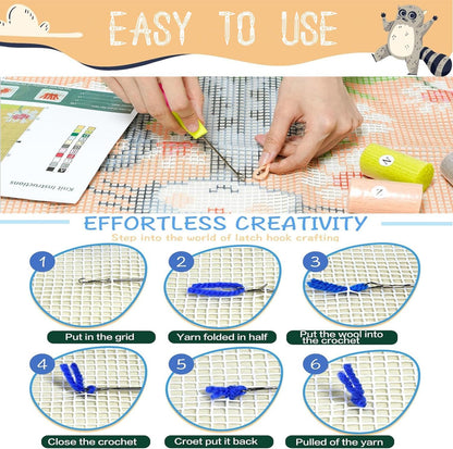EMISTEM Latch Hook Kits for Adults - DIY Latch Hook Rug Kits, Crochet Kit for Beginners, Rug Making Kits with Printed Canvas, Gift Packaging.(Lighthouse and Sailboat, 20x15)