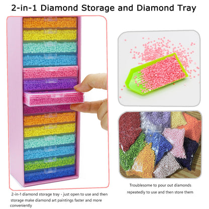 45Pcs Diamond Art Storage Trays Diamond Painting Storage Trays with Lids, 2-in-1 Diamond Art Storage Containers Case Stackable Diamond Dotz Accesso Diamond Dot Organizers Storage (45Pcs Storage Set)