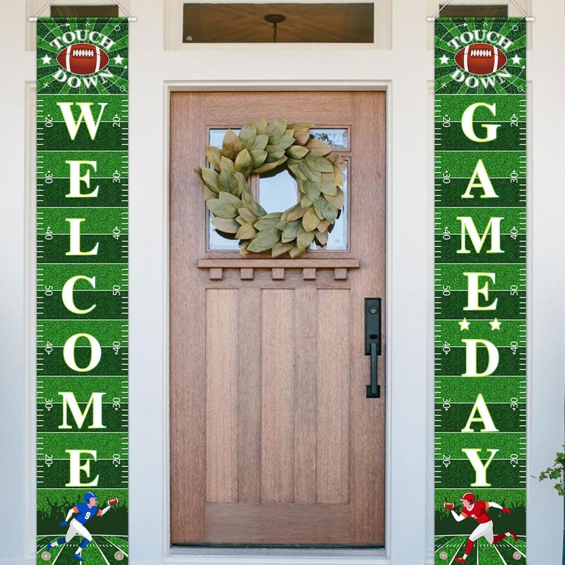Football Porch Sign Banner Welcome Hanging Door Banner for Sport Theme Party Football Rugby Welcome Game Day Festival Party Decoration Supplies