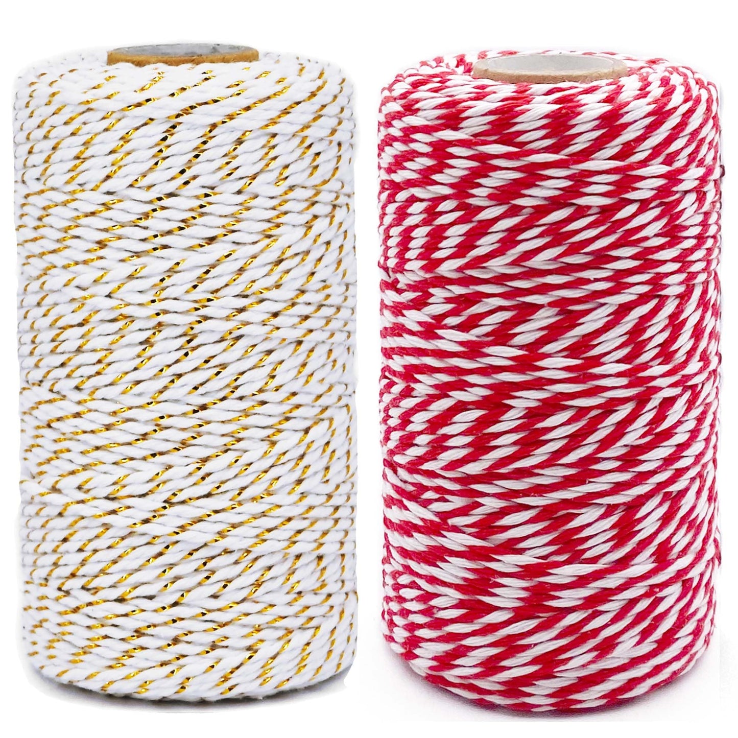 Christmas Twine for Gift Wrapping DIY & Crafts,2 Rolls,656 feet in Total,Gold White and Red White