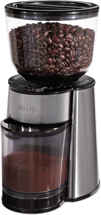 18 Mr. Coffee Automatic Burr Mill Coffee Grinder with Custom Grinders Silver